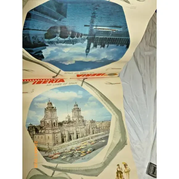 1964 Iberia Airlines Calendar Travel Poster Pages – Lot of 6 Vintage Spain Airli